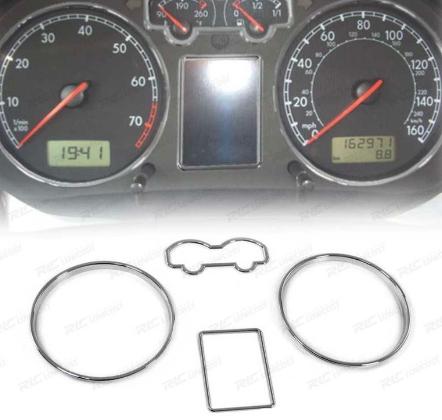 AROS CUADRO DE INSTRUMENTOS PARA VOLKSWAGEN VW GOLF 4 95-06 BORA 98-05 CROMO - Imagen 2