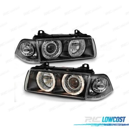 FAROS BMW SERIE 3 E36 90-99 OJOS ANGEL FONDO NEGRO