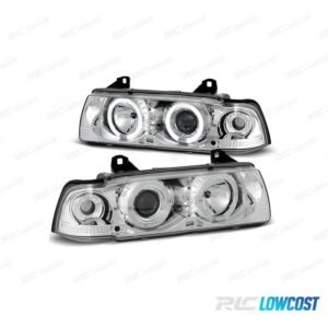 FAROS PARA BMW SERIE 3 E36 90-99 OJOS ANGEL CCFL FONDO CROMO