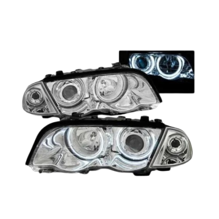 FAROS OJOS ANGEL PARA BMW E46 98-01 CCFL CROMADOS
