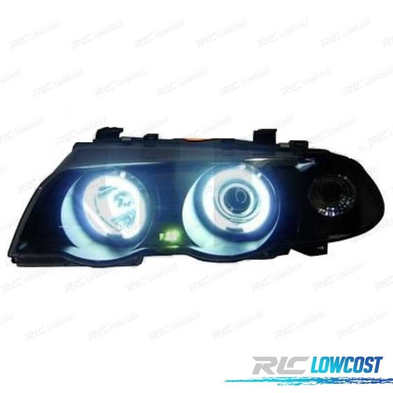 FAROS BMW SERIE 3 E46 4 PUERTAS 98-01 OJOS ANGEL CCFL FONDO NEGRO H1 H1 - Imagen 2