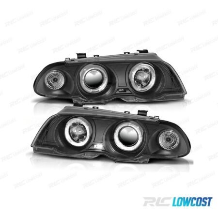 FAROS BMW SERIE 3 E46 4 PUERTAS 98-01 OJOS ANGEL FONDO NEGRO