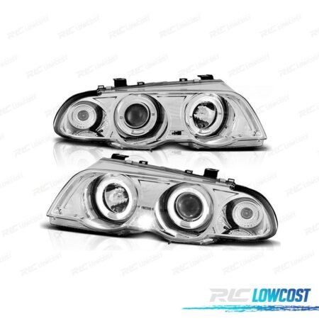 FAROS BMW SERIE 3 E46 98-01 OJOS ANGEL FONDO CROMO