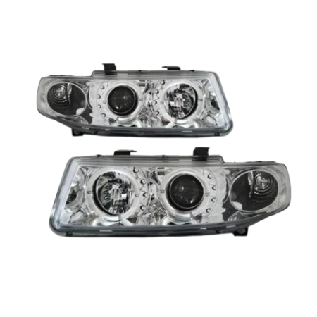 FAROS SEAT LEON TOLEDO 99-05 OJOS ANGEL FONDO CROMO