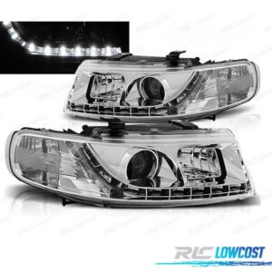 FAROS SEAT LEON TOLEDO 1M 99-05 LUZ DIURNA FONDO CROMO