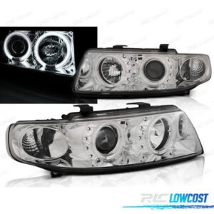 FAROS PARA SEAT LEON Y TOLEDO 99-05 OJOS ANGEL CCFL FONDO CROMO