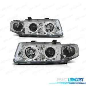 FAROS SEAT LEON TOLEDO 99-05 OJOS ANGEL FONDO CROMO