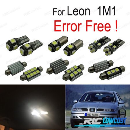 KIT 15 BOMBILLAS LED INTERIOR PARA SEAT LEON 1 M 1 99-06