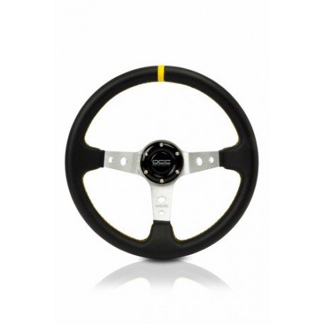 Volante modelo Track piel lisa negro/amarillo/plata (OCC Sport)